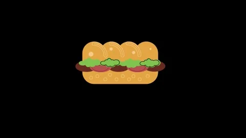 Cartoon burger 2d animation in fast food service concept. Video stock 276302392