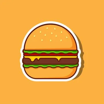Cartoon burger illustration. Vector sticker. Stock Illustration