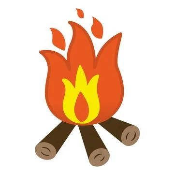 Cartoon Burning Campfire on Logs. Vector Illustration Campfire and Firewood.. Stock Illustration