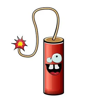 Cartoon burning dynamite characters isolated on white background. Funky red イラスト素材