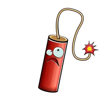 Cartoon burning dynamite characters isolated on white background. Funky red イラスト素材