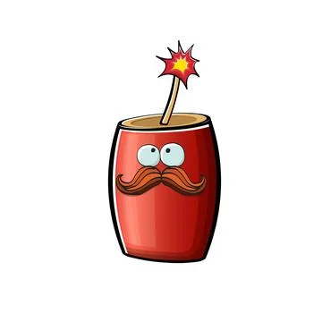 Cartoon burning dynamite characters isolated on white background. Funky red 库存插图