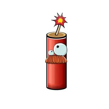 Cartoon burning dynamite characters isolated on white background. Funky red 스톡 일러스트