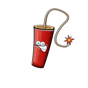 Cartoon burning dynamite characters isolated on white background. Funky red 스톡 일러스트