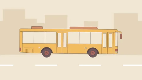 Cartoon Bus at Road 스톡 동영상 295231338