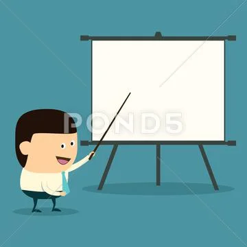 Cartoon businessman doing presentation Stock Illustration