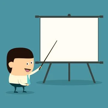 Cartoon businessman doing presentation Stock Illustration