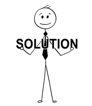 Cartoon of Businessman Holding problem Solution Text 스톡 일러스트