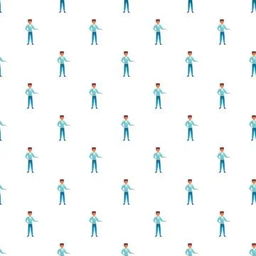 Cartoon businessman pointing pattern for presentation and service Illustrazione stock