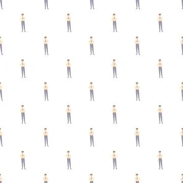 Cartoon businessman worker seamless pattern standing with crossed arms Stock Illustration