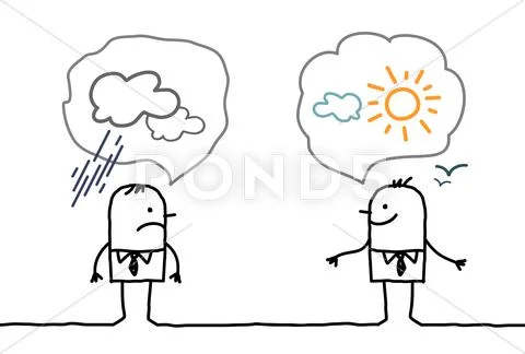 Cartoon businessmen - optimistic and pessimistic Stock Illustration