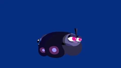 Cartoon butterfly moth with dark blue wings and body color isolated. Stock Footage 305463547