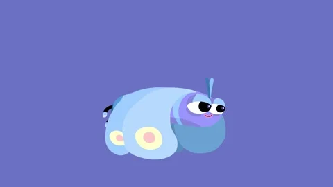 Cartoon butterfly moth with light blue wings and body color isolated. Stock Footage 304046806