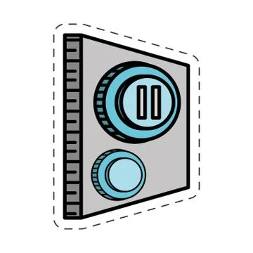 Cartoon button pause control image Illustrazione stock