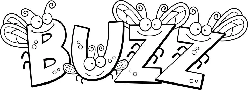 Cartoon Buzz Fly Text Stock Illustration