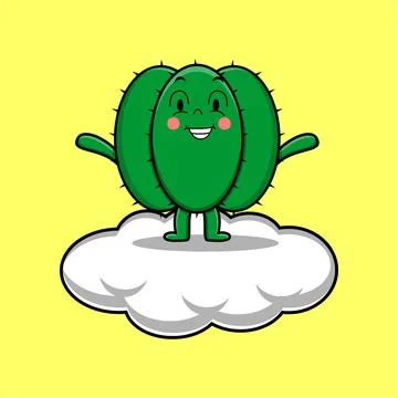 Cartoon cactus character standing in cloud 스톡 일러스트