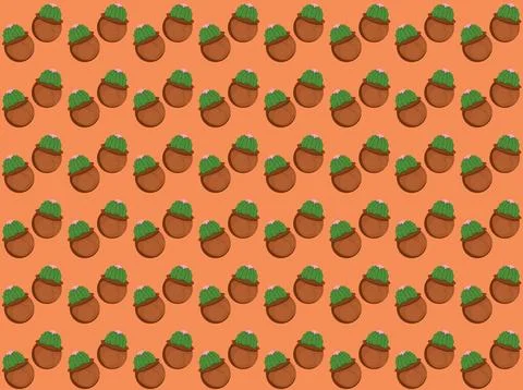 Cartoon Cactus seamless pattern Stock Illustration