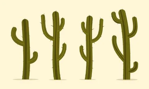 Cartoon Cactus Set Stock Illustration