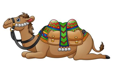 Cartoon camel with saddle Stock Illustration