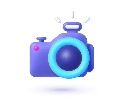 Cartoon camera 3d for concept design. 3d vector render concept. 스톡 일러스트