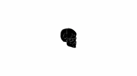 Cartoon camera view. Zoom in rotating black and white skulls. Stock Footage 68682085
