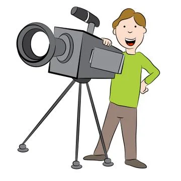 Cartoon Cameraman with Camera Stock Illustration