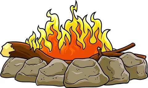 Cartoon Camp Fire With Flames Stock Illustration