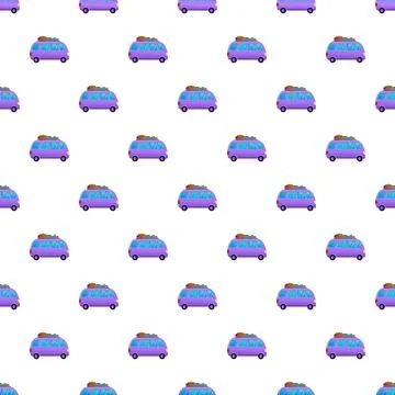 Cartoon camper van pattern for travel and vacation Stock Illustration