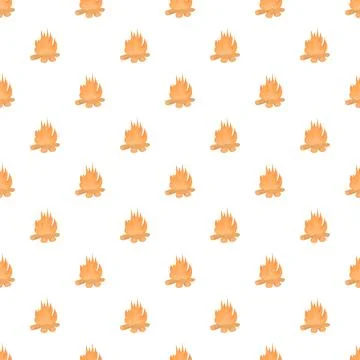 Cartoon campfire repeating pattern on white background 스톡 일러스트
