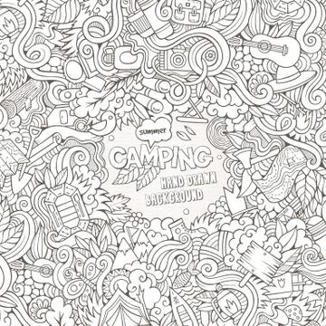 Cartoon Camping frame background Ilustración de archivo