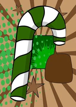 Cartoon Candy cane, comic book Holiday dessert. Retro vector comics pop art.. Illustrazione stock