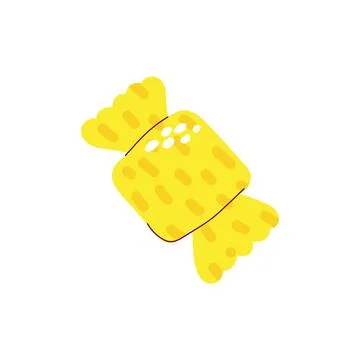 Cartoon candy in doted wrapper on white background Stock Illustration