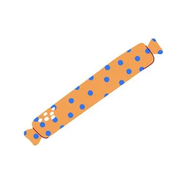 Cartoon candy in doted wrapper on white background Stock Illustration