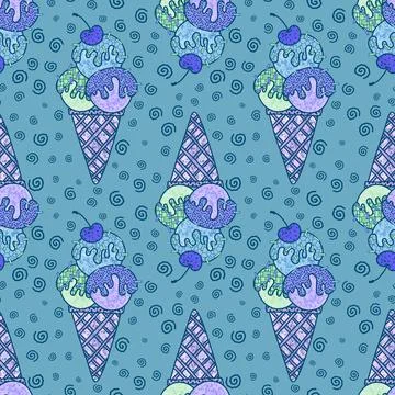 Cartoon candy seamless ice cream pattern for wrapping paper and fabric Illustrazione stock