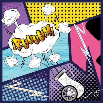 Cartoon of a cannon explosion Stock Illustration