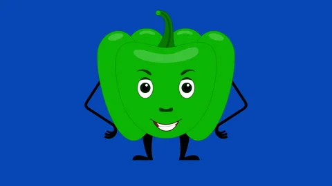 Cartoon capsicum talking loop on the blue screen. Vegetable animation. Stockbeeldmateriaal 173596398