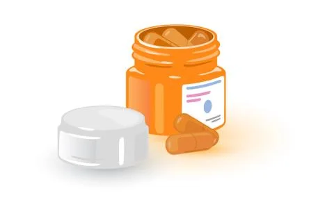 Cartoon capsules in plastic bottle Stock Illustration