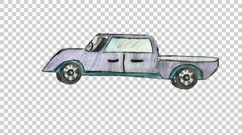 Cartoon car animation alpha loop Stock Footage 49564052