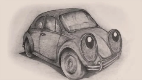 Cartoon car blinking big headlights Stock Footage 304501266