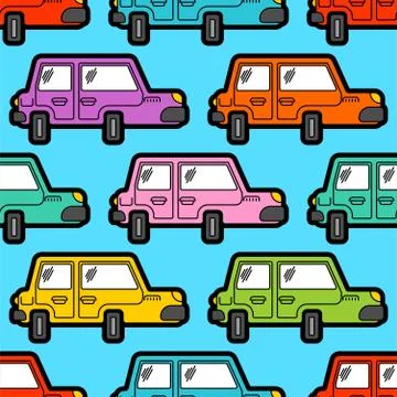 Cartoon car pattern seamless. machine Childrens style background Stockillustratie