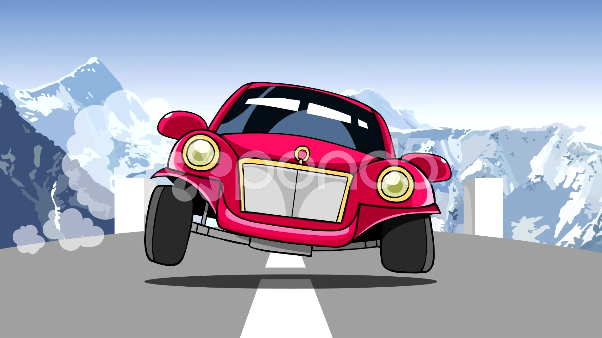 cartoon car rushing at high speed on the... | Stock Video | Pond5