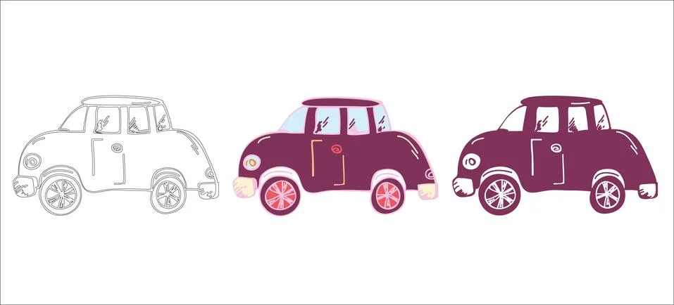 Cartoon car vector set Stock Illustration