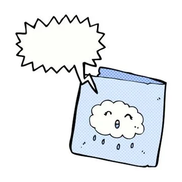 Cartoon card with cloud pattern with speech bubble Stock Illustration