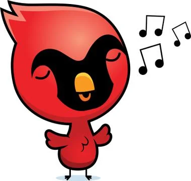Cartoon cardinal singing Stock Illustration