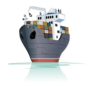 Cartoon cargo ship Stock Illustration