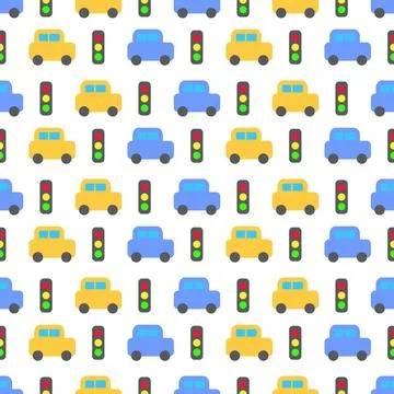 Cartoon cars seamless pattern. Vector illustration. Stock Illustration