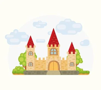 Cartoon castle in flat style Stock Illustration
