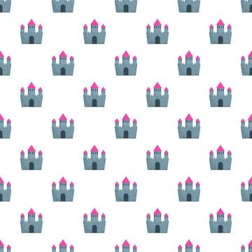 Cartoon castle pattern creating a playful background Stock Illustration