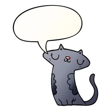 Cartoon cat and speech bubble in smooth gradient style Stock Illustration
