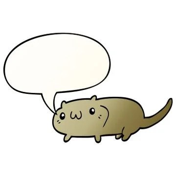 Cartoon cat and speech bubble in smooth gradient style Stock Illustration